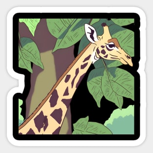 Animal - Giraffe and Leaves Sticker